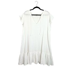 In Every Story white seersucker 100% cotton a line flutter sleeve dress 1X